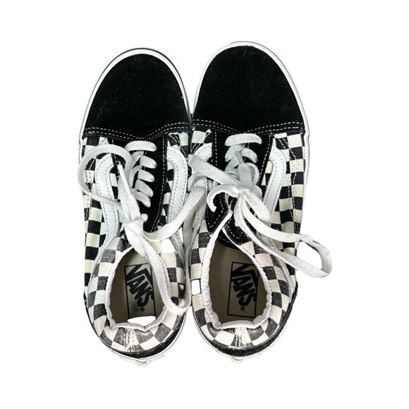 Vans Old Skool Black & White Checkerboard Canvas & Suede Sneakers 3.5 - Picture 5 of 7